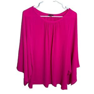 Vince Camuto Blouse Women's Medium Hot Pink Slouchy Round Neck Casual Top